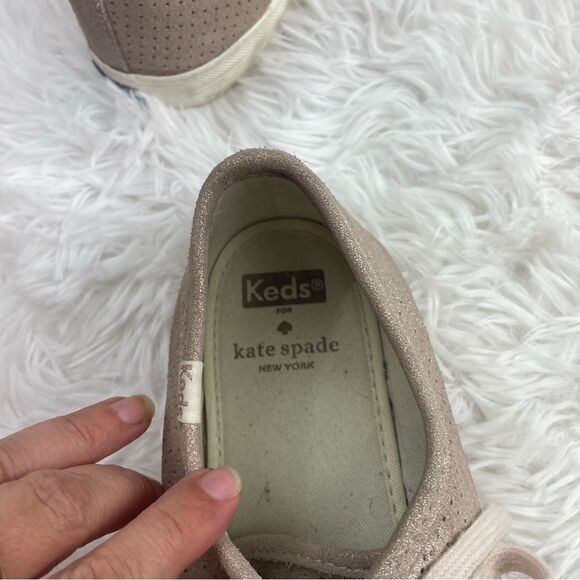 Kate Spade x Keds  Kickstart Rose Gold Shimmer Perforated Sneakers - Picture 9 of 11
